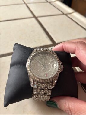JUICY COUTURE “TIMEPIECE” Swarovski Crystal Pavé Statement Watch.